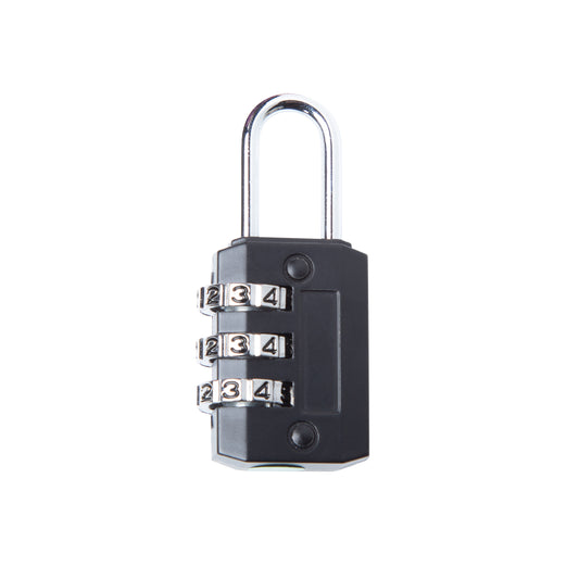 Zwarte padlock detail - Sterk en betrouwbaar hangslot, perfect voor het beveiligen van je bagage en uitrusting.